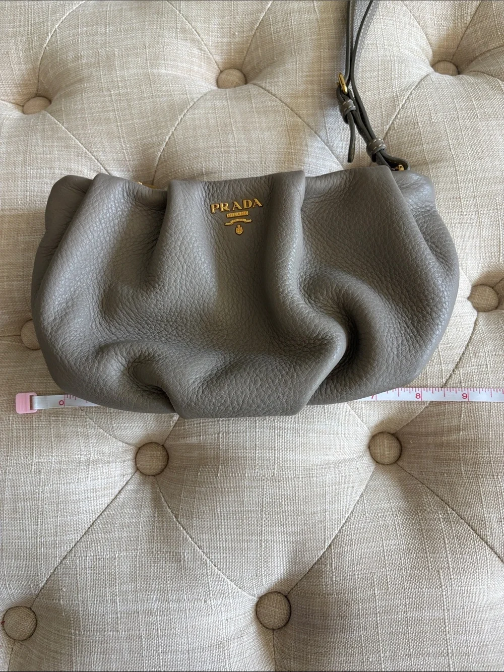 PRADA Gray Leather Wristlet pouch